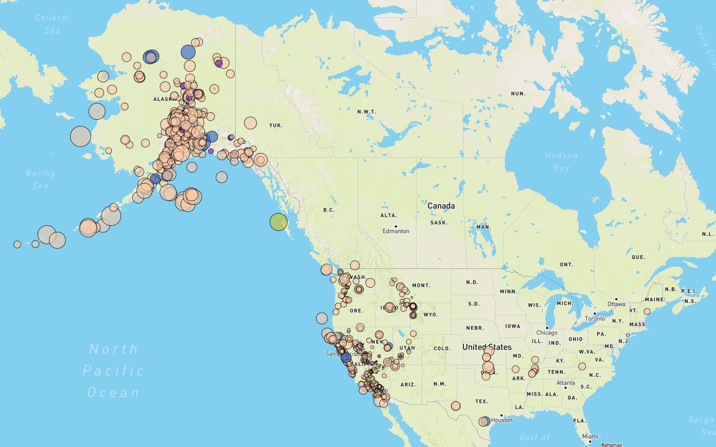 US earthquake made with Leaflet
